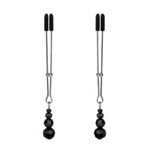 Silver nipple clamps with black beads