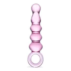 Pink glass beaded wand with loop handle
