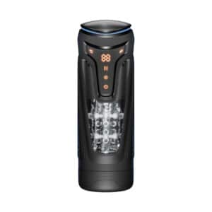 High-tech thermos with digital display and buttons.