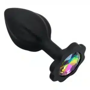 Black silicone plug with colorful jewel base.
